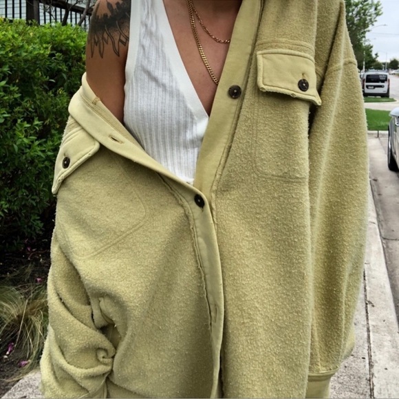 Free People Ruby Shirt Fleece Oversized Button-down Shacket Jacket - Picture 10 of 10